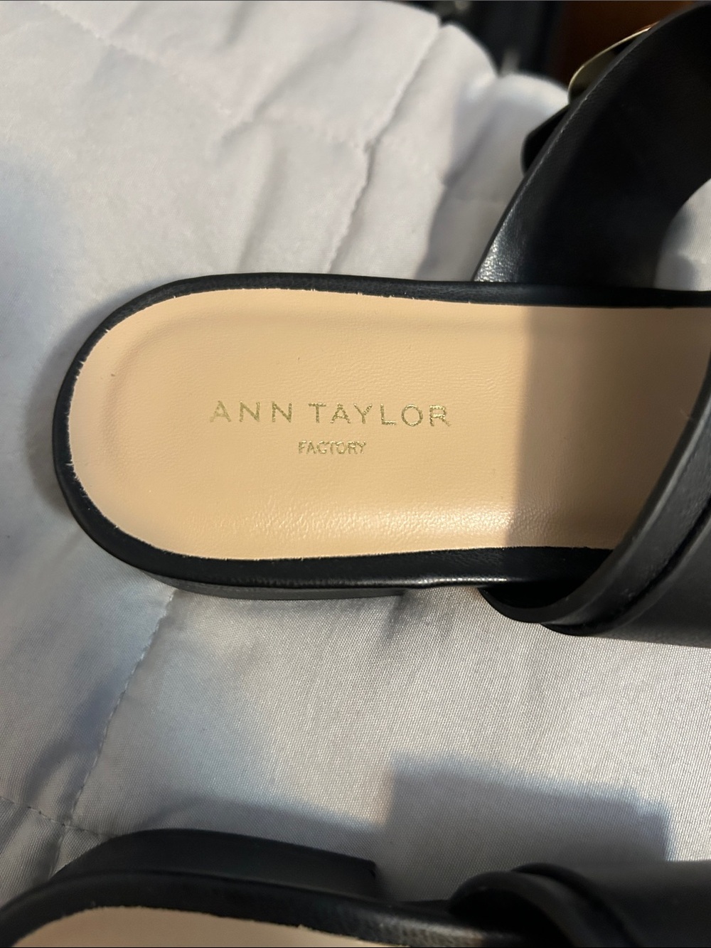 Ann Taylor Factory Black Double Band Slide Sandals - Picture 4 of 6